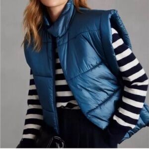 Anthropologie Pilcro Vest Blue with side ties